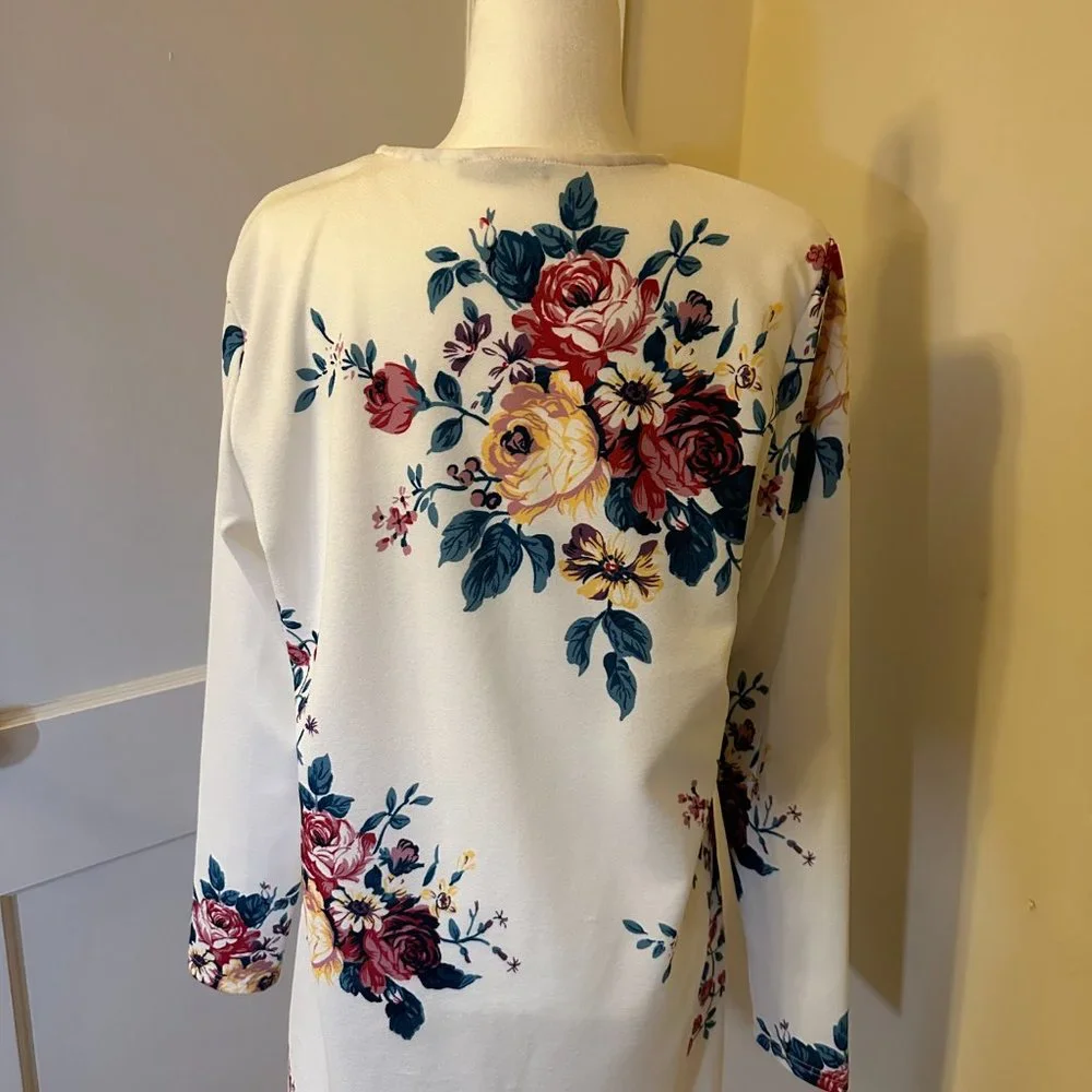 NWOT- SHEIN - Floral Print Open Front Coat - Size L - Picture 7 of 12